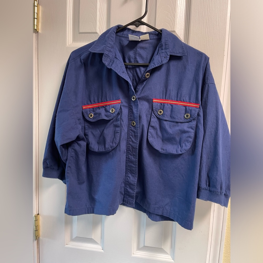 3/$30 ❤️Vintage 80s! Sudden Impact 3/4 Sleeve Button Up Shirt Size Medium